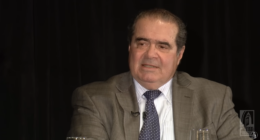 Antonin Scalia talking during an interview.