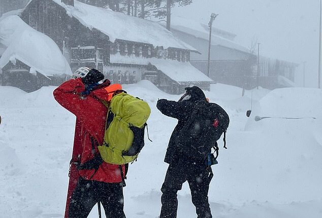 Nearly 50 first responders are scouring the area of the Sierra Nevada's Castle Peak area near Truckee, California to find six skiers who survived an avalanche - and 10 people who remain unaccounted for