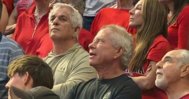 Pima County Sheriff Chris Nanos took time off the ongoing search for Nancy Guthrie to enjoy a basketball game on Saturday afternoon, exclusive Daily Mail images show