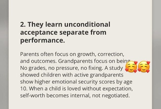 Following the show's release, Caroline has taken to social media to share a post about 'children being loved without expectation'