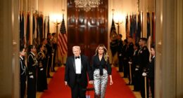Melania and Donald Trump arrived hand in hand to the White House Governors' Dinner