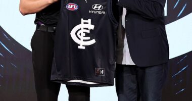 Carlton legend Peter Dean (right) told his son Harry (left) to leave his hospital bedside to play in a practice match this week, as the dual premiership winner recovers from an alleged assault