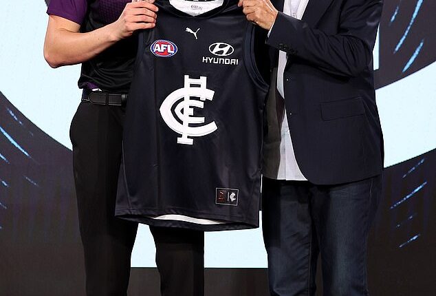 Carlton legend Peter Dean (right) told his son Harry (left) to leave his hospital bedside to play in a practice match this week, as the dual premiership winner recovers from an alleged assault