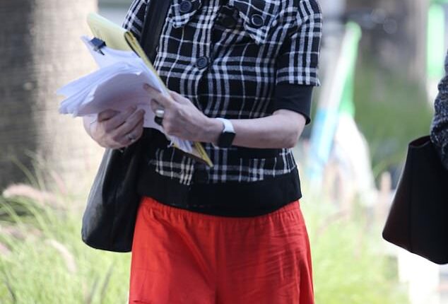 Alice Evans wept in court Thursday as she recounted learning from a lawyer that her husband, Fantastic Four star Ioan Gruffudd, was divorcing her, saying the emotional turmoil drove her to send harassing messages to him and his now-wife online