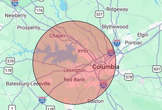 The tremor was detected at 12.17pm ET, striking outside of Lexington and Columbia, home to over 160,000 people combined