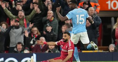 Slot fumed at the decision not to give a foul on Salah after Guehi appeared to pull him down - with the Liverpool boss claiming he had been denied a clear goalscoring opportunity