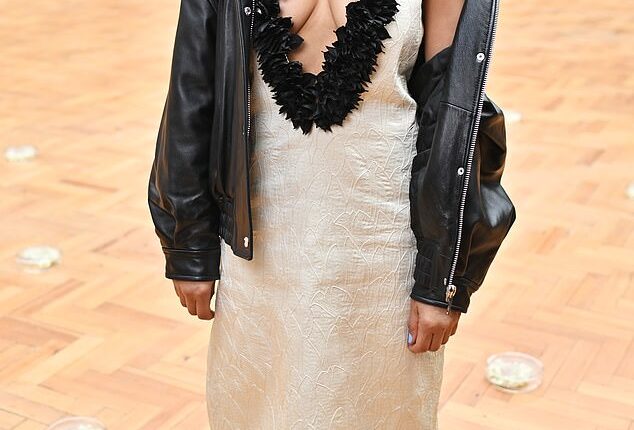 Antia Rani, 48,  looked worlds away from her comfy Countryfile tweed as she turned heads in a racy dress at the Raw Mango show amid London Fashion Week on Monday