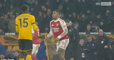 Gabriel Jesus lashed out at Yerson Mosquera after Arsenal's draw at Wolves on Wednesday