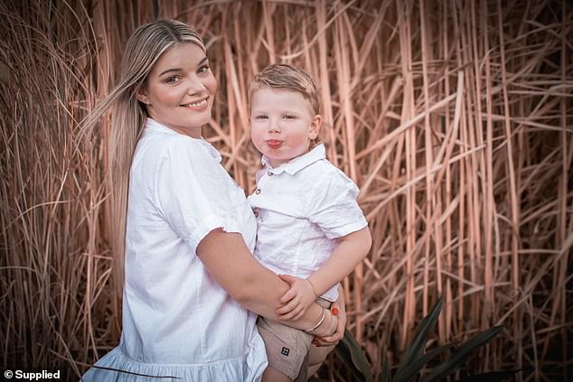 Single mother Danika Meade, has been diagnosed with stage four cancer at just 33, after suffering debilitating symptoms for more than a year. Pictured: Danika her thre-year-old son Alexander