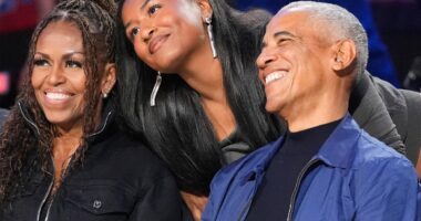 Barack, Michelle Obama's youngest daughter Sasha makes rare appearance with parents at basketball game