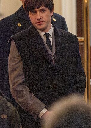 Beatlemania was well and truly back on Sunday as Paul Mescal, and Barry Keoghan filmed scenes for a new Beatles anthology in London (pictured, Mescal as Paul McCartney)