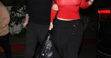 Bella Thorne made a bold fashion statement on Sunday night as she arrived at a Grammys after-party in Hollywood, stepping out bra-free beneath a sheer, ribbed red top