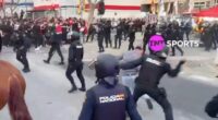Things got violent outside the Bernabeu on Wednesday as Benfica fans clashed with Spanish riot police