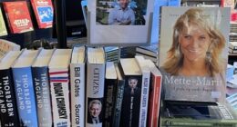 A bookstore has divided opinion with a controversial 'Epstein guest list' display featuring works from and about Donald Trump , Bill Clinton , the Crown Princess of Norway - and others who were mentioned in the latest slew of the files