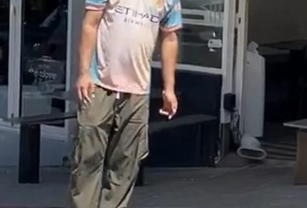 A worker from The Grumpy Baker (above) was filmed pouring cooking oil down a storm drain