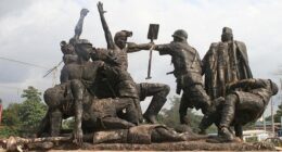 A statue commemorating the killing of the coal miners in Enugu in 1949