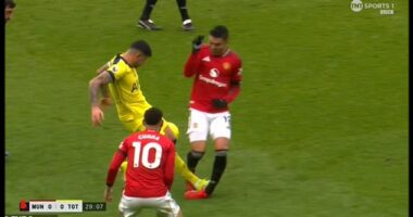 Cristian Romero was sent off for a reckless challenge on Man United's Casemiro