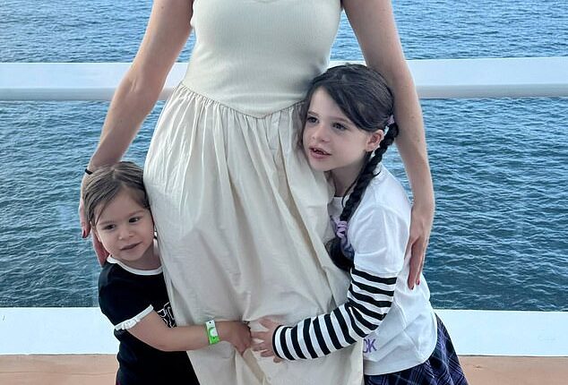 Darryl Hannah Baker (pictured with her children) has revealed the nine distinctive fathers she regularly sees at the school gates