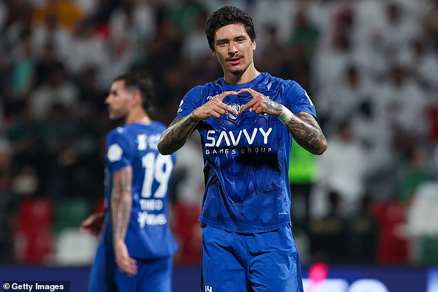 Darwin Nunez (pictured) has been axed from Al-Hilal's squad after the arrival of new forward Karim Benzema