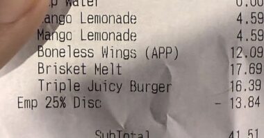 In a Reddit thread titled 'end tipping,' a user posted a photo of a Denny's check showing that a customer had asked a worker to round the total up to $70