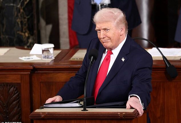 President Donald Trump speaking at his State of the Union address