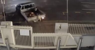 A man has been charged after a car was used to ram the gates of a large city synagogue