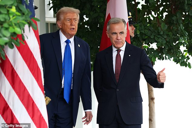 President Donald Trump secured bragging rights over Canadian Prime Minister Mark Carney