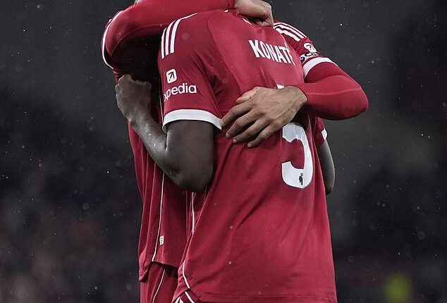 Ibrahima Konate was emotional after scoring on his first game for Liverpool since his dad died