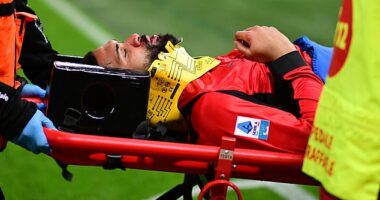 Ruben Loftus-Cheek was rushed to hospital with a gruesome head injury during AC Milan's clash with Parma on Sunday