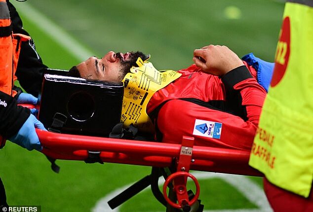 Ruben Loftus-Cheek was rushed to hospital with a gruesome head injury during AC Milan's clash with Parma on Sunday