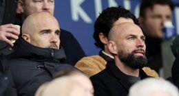 Enzo Maresca (left) was spotted watching Leicester alongside Willy Caballero (right)