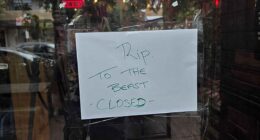 Patrons who visited the Melbourne bar in recent days were greeted by a locked door featuring a handwritten sign that read: 'RIP to The Beast. Closed'