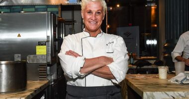 An investigator discovered a 'suicidal note' and 'suicidal' diary entries in Anne Burrell's bedroom after her shock death last year aged 55; pictured 2019
