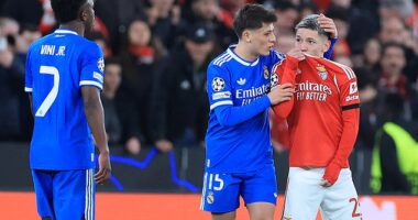 Gianluca Prestianni (right) is reportedly claiming Vinicius Jr called him a dwarf or midget