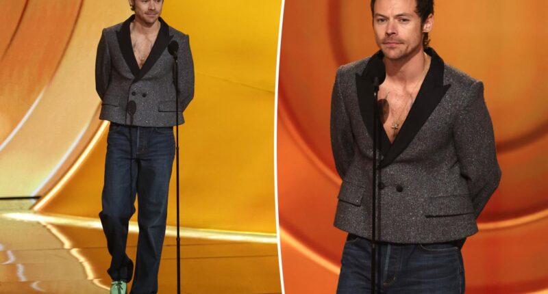 Harry Styles is ready to disco in jeans at Grammys 2026