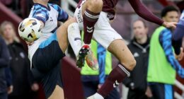 Hearts defender Michael Steinwender was singled out for praise by manager Derek McInnes