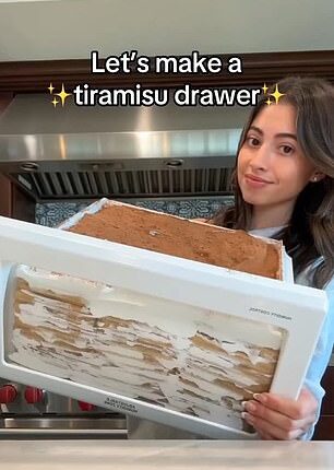 Home cook Juliette Moreno shared a videoof her 'refrigerator tiramisu drawer' creation