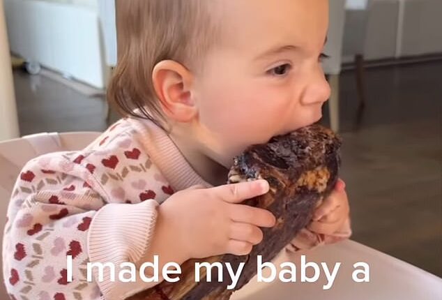Bridget Levine, 37, from San Diego, California, went viral after she shared a clip of her daughter Summer munching on a large slab of steak back in December