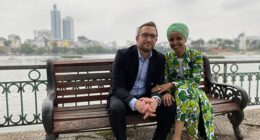 Tim Mynett with his wife Congresswoman Ilhan Omar in 2023