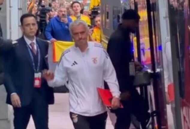 Jose Mourinho watched Benfica's Champions League clash at Real Madrid on the team bus