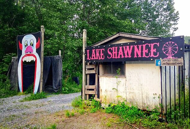 The entrance to Lake Shawnee, the abandoned amusement park in West Virginia that has a macabre history