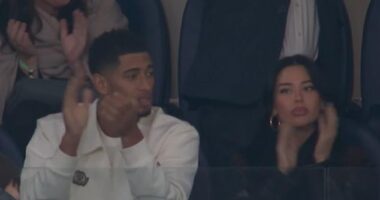 Jude Bellingham spent Valentine's Day watching Real Madrid beat Real Sociedad 4-1 in their LaLiga clash in the Santiago Bernabeu VIP alongside his girlfriend Ashlyn Castro