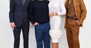 Keanu Reeves and Cameron Diaz were back side by side on Wednesday, sharing the stage at an Apple event alongside Jonah Hill and Matt Bomer