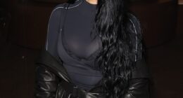 Lewis Hamilton and Kim Kardashian are enjoying a secret romance according to reports (Kim pictured in London on Sunday evening)