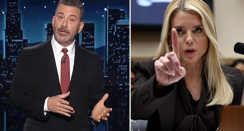 Late-night TV host Jimmy Kimmel has blasted Attorney General Pam Bondi for acting like a 'crazed dance mom' during a fiery marathon hearing on Capitol Hill. 'She's shouting like a crazed dance mom, berating Democrats for giving her chubby daughter a low score,' Kimmel quipped during his late-night comedy show Wednesday evening. 'This is the kind of woman who, if you lived next door to her, you'd move,' Kimmel also noted of Trump's AG. 'You wouldn't even argue with her. You'd just relocate and never go back to the block,' he added.