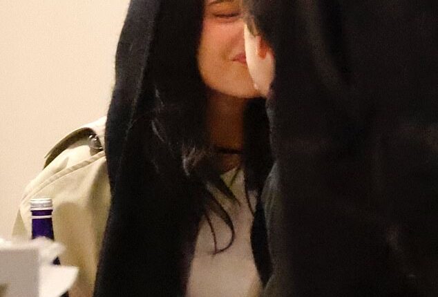 Kylie Jenner kisses her boyfriend Timothee Chalamet in Los Angeles on Tuesday evening