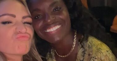 Laura Woods (left) has taken aim at Eni Aluko for her ongoing feud with fellow pundit Ian Wright