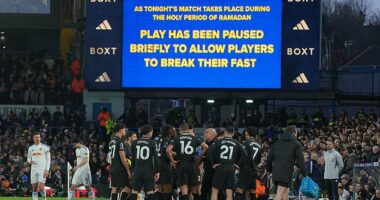 Leeds fans BOO as Man City clash is briefly halted to allow Pep Guardiola's Muslim stars to break their Ramadan fast