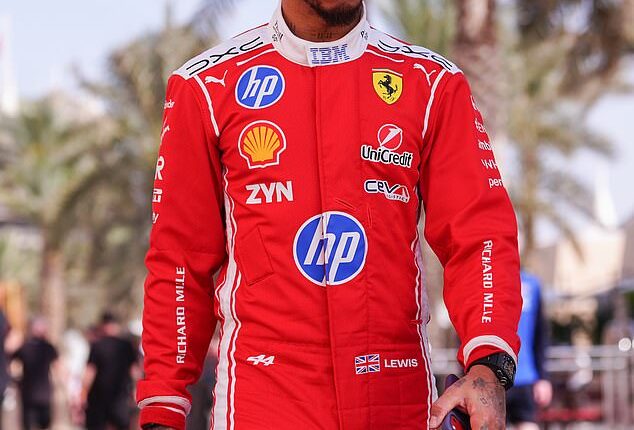 Lewis Hamiltongot back to his day job on Tuesday as he arrived at the Bahrain International Circuit after going public with Kim Kardashianat the Super Bowl