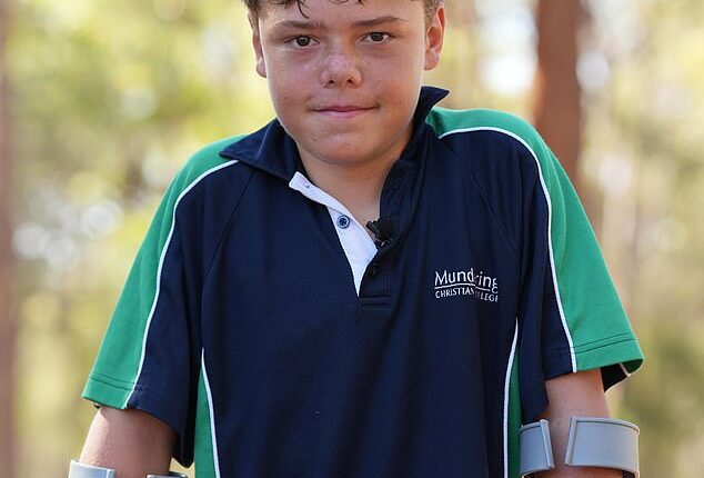 Austin Appelbee (above) swam four kilometres and ran two kilometres to save his mother and two siblings on January 30